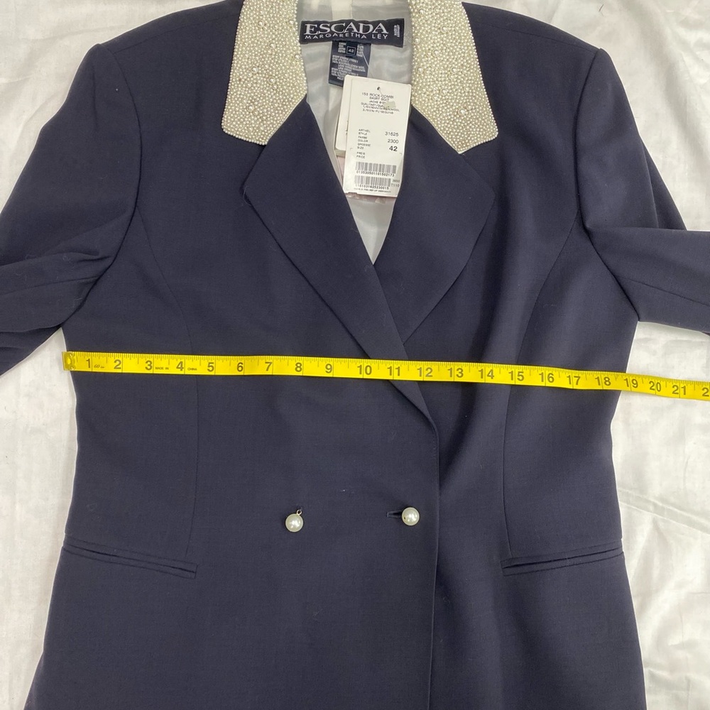 NWT ESCADA Jacket Pearl Margaretha Ley Blazer/Skirt Set NWT Navy 32” waist L 10